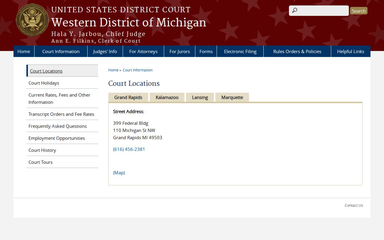 Western District of Michigan federal courthouse used for Oceana County most wanted
